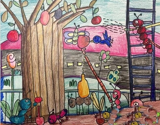 秋天果实丰收的儿童画 儿童画秋天的图画