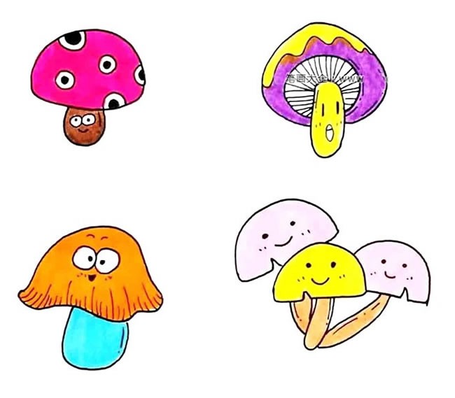 蘑菇简笔画上色图片