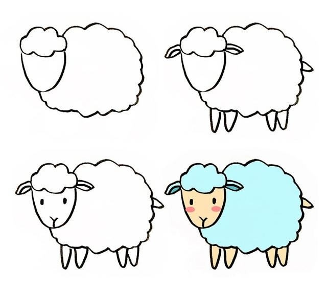 简单的绵羊简笔画简笔画绵羊的画法步骤图片
