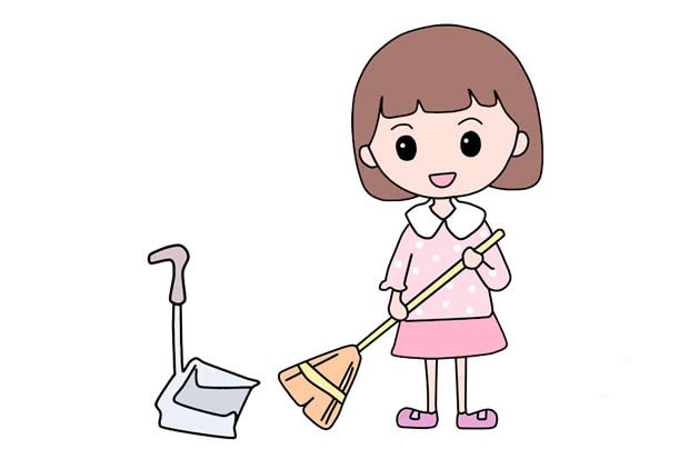简笔画图片五一劳动节做家务打扫卫生的小女孩简笔画图片五一劳动简笔