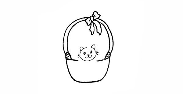 篮子里的小猫咪简笔画