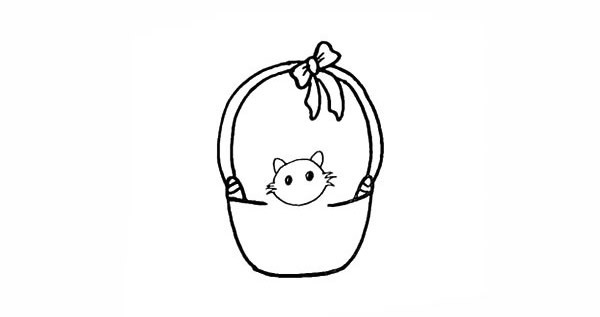 篮子里的小猫咪简笔画
