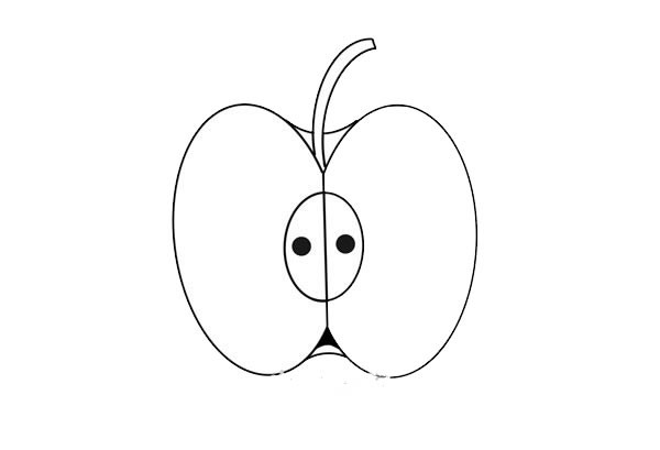 切开的苹果简笔画画法步骤图片