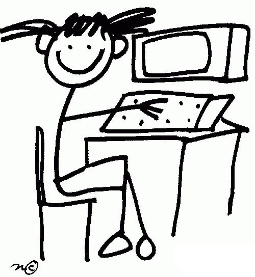 小孩玩电脑简笔画图片