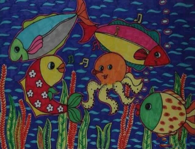美丽的海底世界儿童画优秀作品展示