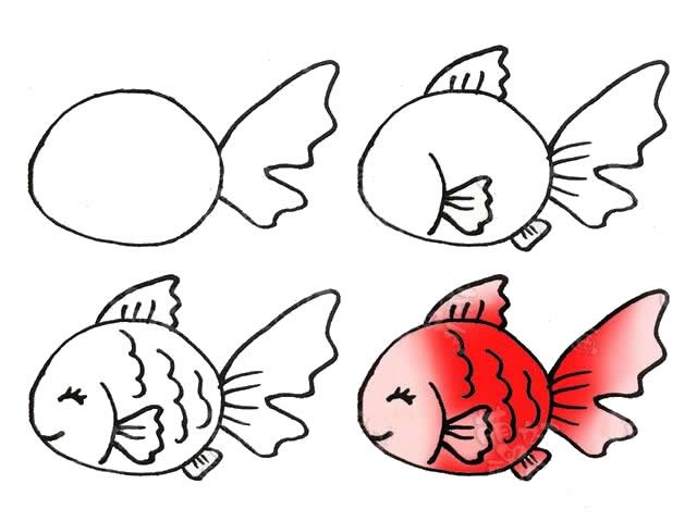 鱼简笔画可爱步骤图片
