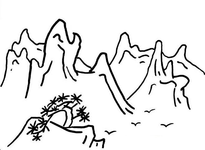 山石手绘线稿图片图片