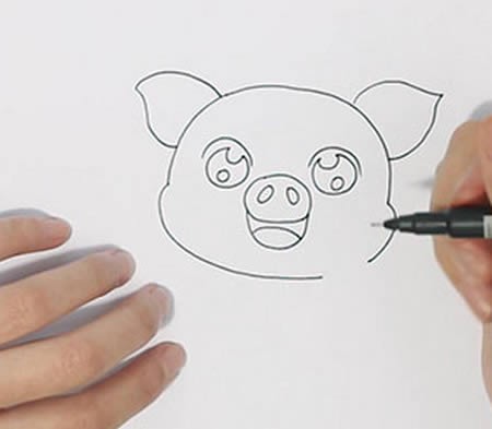 可爱卡通小猪简笔画怎么画