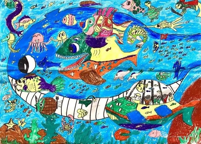 美丽的海底世界儿童画优秀作品 - 记忆中的海底世界儿童画