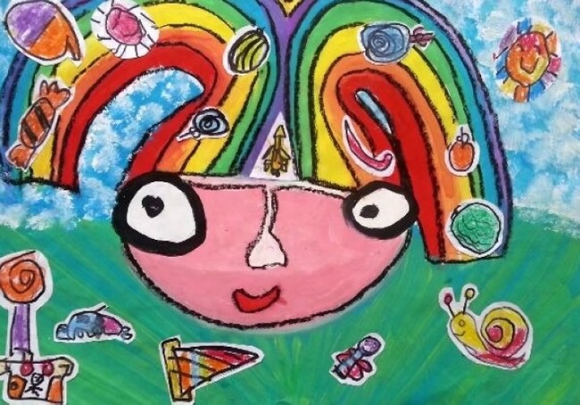创意优秀的儿童油画棒作品欣赏-彩虹仙子