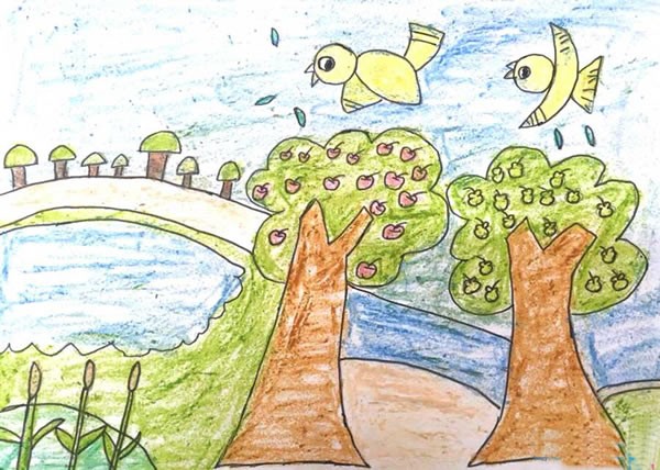 秋天儿童画丰收的季节 画一幅美丽的秋天的画三年级