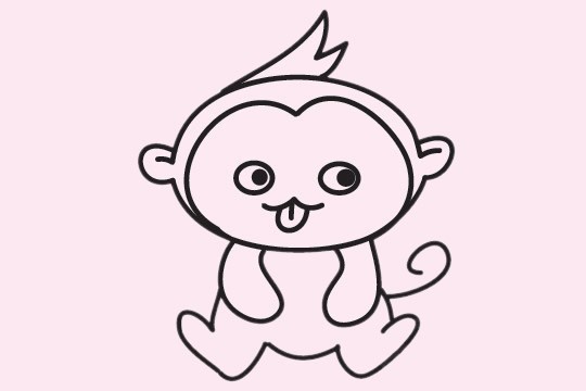 卡通猴子简笔画画法步骤教程及图片大全,图片,简笔画