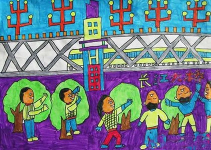 南京长江大桥儿童画作品