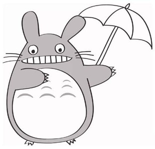 龙猫下雨打伞简笔画图片