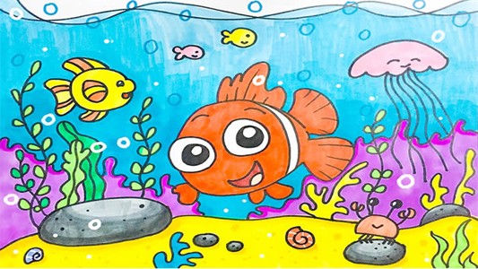 海底世界儿童画简单又漂亮六年级