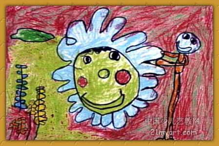 蜡笔画-《我和太阳公公交朋友》