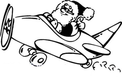 开飞机的圣诞老人简笔画图片