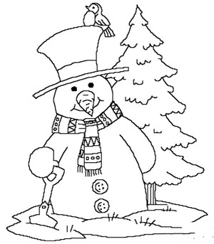 雪人和松树简笔画图片