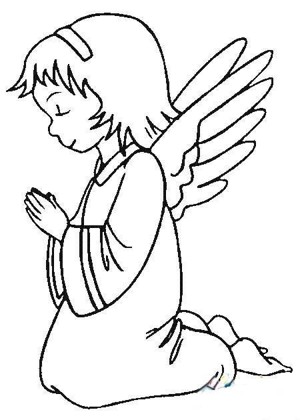 祈祷的天使少女简笔画图片