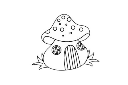 可爱的蘑菇屋简笔画步骤图解教程