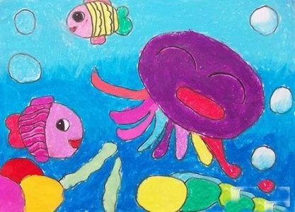 海底世界儿童画 可爱的八爪章鱼