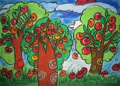 苹果园怎么画简单图片