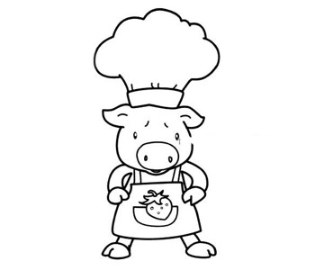 小猪厨师简笔画图片