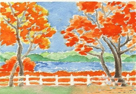 儿童画秋天公园的景色简笔画