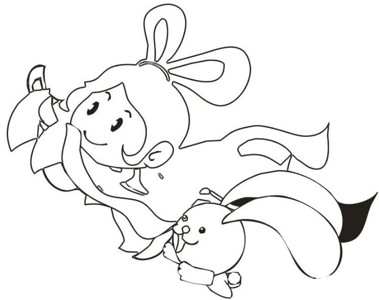 卡通嫦娥和玉兔简笔画