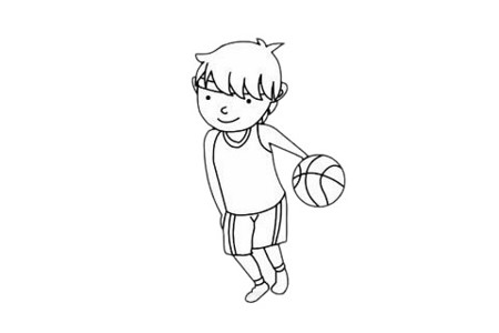 篮球男孩简笔画全身图片