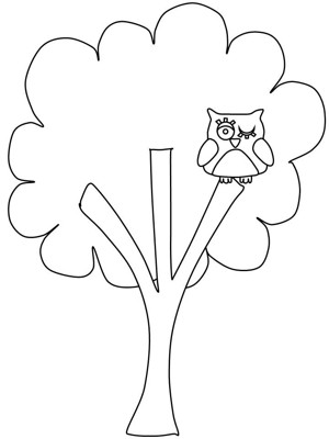 榕树和猫头鹰简笔画