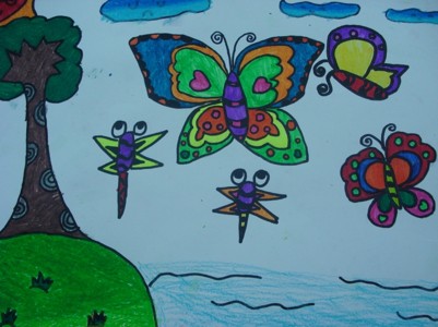 数字油画-蝴蝶与蜻蜓