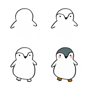 可爱的企鹅简笔画画法步骤