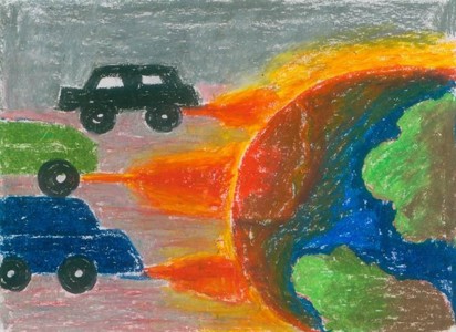 科幻画-车尾气污染