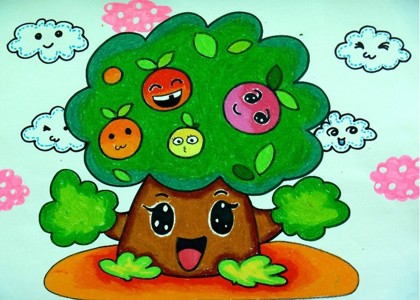 数字油画-快乐的果树