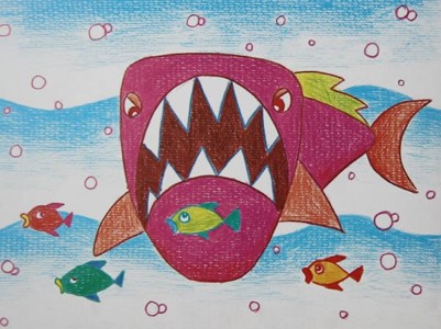 水彩画-大鲨鱼