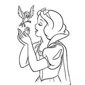 幼儿白雪公主与小鸟简笔画图片