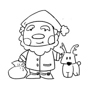 简笔画圣诞老人和驯鹿图片