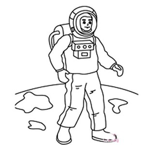 儿童手绘宇航员简笔画图片：太空行走的宇航员