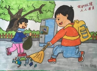 争做环保小卫士保护环境人人有责主题儿童画