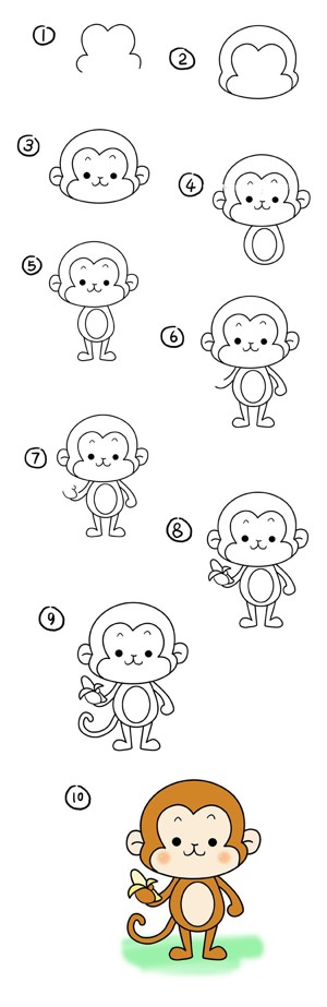 猴子简笔画教程图片
