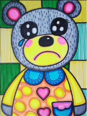 数字油画-哭泣的小熊