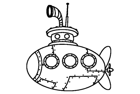 6张卡通潜水艇简笔画