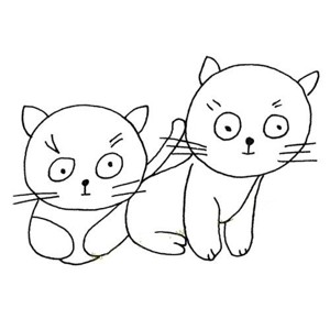 两只可爱的小猫简笔画图片