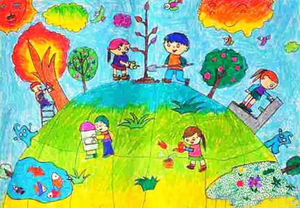 保护家园关爱地球儿童绘画