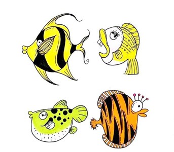 12中鱼的画法彩色简笔画
