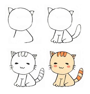 儿童简笔画可爱的小猫画法步骤