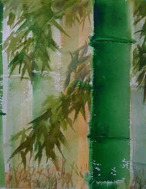 水彩画-竹子