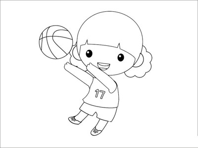 小女孩打篮球简笔画
