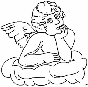 小学生天使简笔画图片：沉思的天使